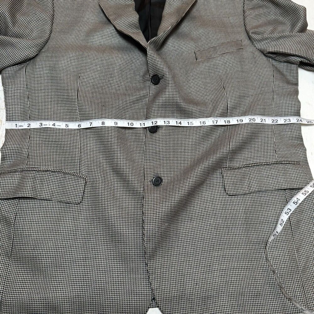 Andrew Fezza 48R Sport Coat Blazer Silk Worsted Wool Gray Houndstooth Jacket - Picture 11 of 16